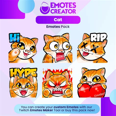 Drawing & Illustration Digital Twitch Emote Pack Kawaii Orange Cat mindtek.it