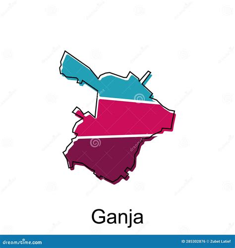 Ganja City Republic of Azerbaijan Map Vector Illustration, Vector ...