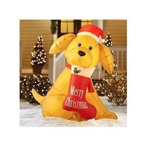 Amazon.com : 6' Golden Retreiver Christmas Lighted Airblown Inflatable Dog with Stocking Gemmy ...