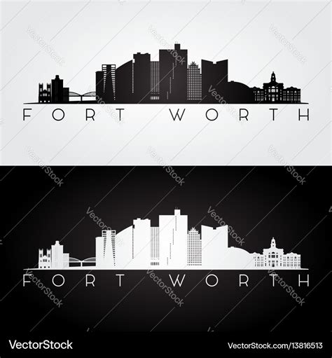 Fort worth usa skyline and landmarks silhouette Vector Image