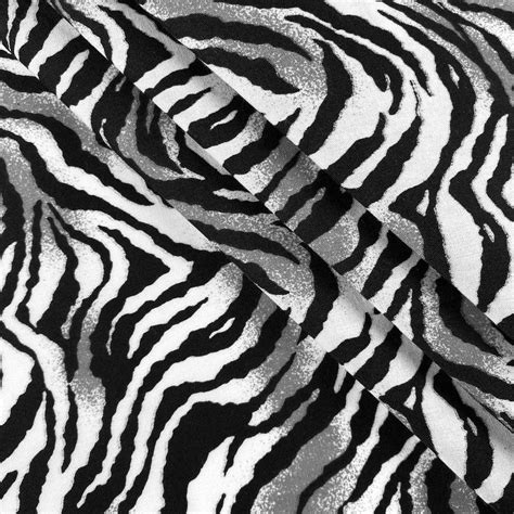 White Tiger Animal Print Fabric Cotton Polyester Broadcloth 60" Wide