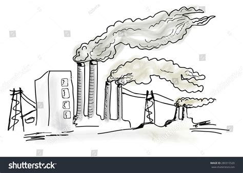 Coalfired Power Plant Producing Air Pollution Stock Vector (Royalty ...