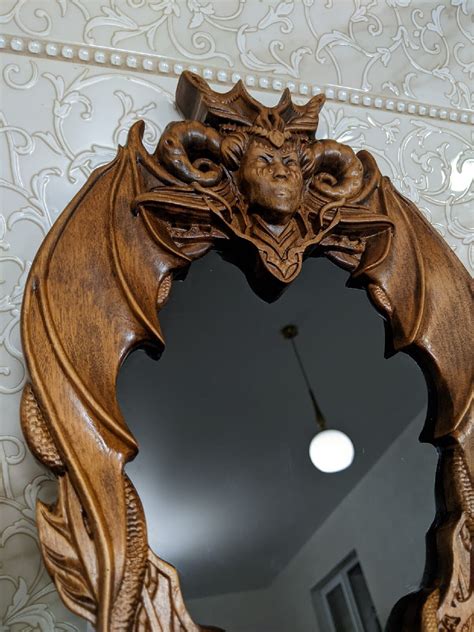 Scrying Mirror Black Mirror Wall Mirror Décor Natural Wood - Etsy