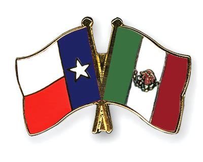 Crossed Flag Pins Texas-Mexico Flags