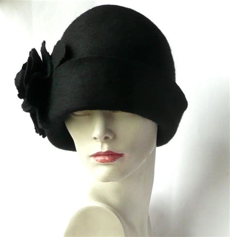 Black Felt Hat Felt Hats Black Cloche Hat Hat 1920 Hat | Etsy