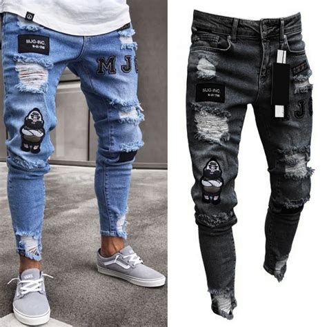 YOFEAI 2019 NEW Jeans for Men Destroyed Jeans Ripped Jeans for Men Hip ...