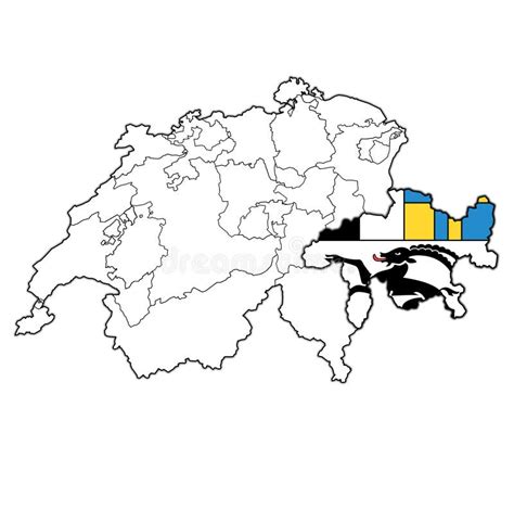 Map of Grisons in Switzerland Stock Vector - Illustration of contour ...