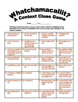 Whatchamacallit? A Context Clues Board Game | Context clues, Clue board game, Context clues games