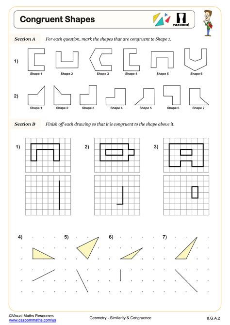 Congruent Shapes Worksheet | Fun and Engaging 8th Grade PDF Worksheets