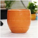 Buy Leafy Tales Ceramic Flower Pot - With Self Design Lines, Durable ...