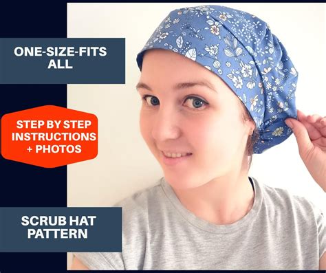 Bouffant scrub hat pattern PDF nurse head cover sewing | Etsy | Scrub hat patterns, Scrub caps ...