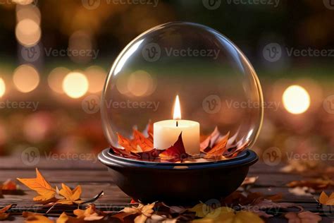 Photo of the candle and fall leaves wallpaper 29998582 Stock Photo at ...