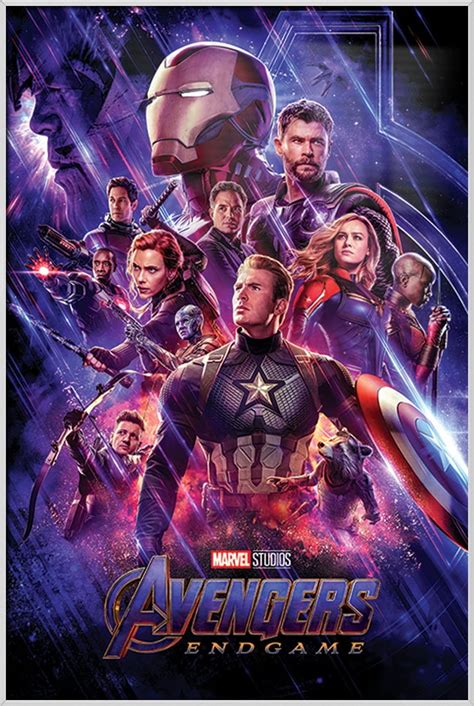 Avengers: Endgame - Framed Movie Poster (Regular Style) (Size: 24" X 36") (Shiny White Aluminum ...