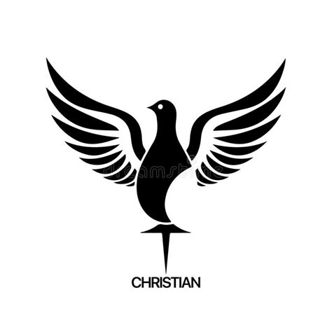 Christian Logo Template with Dove, Pigeon. Black and White Christian ...