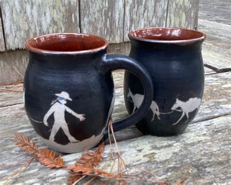 Pack Mule Mug Hand Thrown Hand Decorated Black and White - Etsy