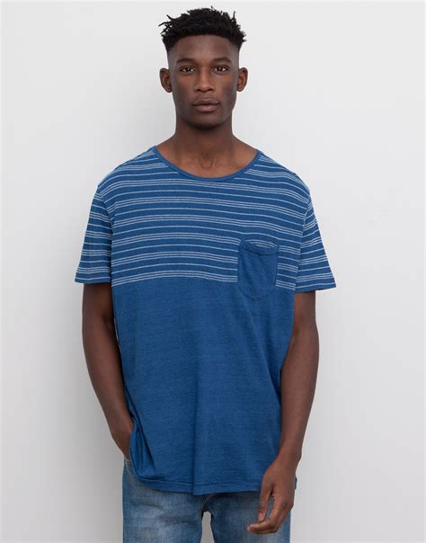 Pull&bear Contrast Pocket Striped T-Shirt in Blue for Men (PALE INDIGO) | Lyst