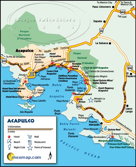 Acapulco Map | Acapulco, Mexico travel, Acapulco mexico