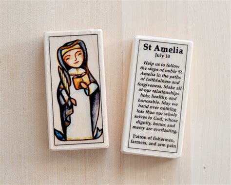 St Amelia Patron Saint Block With Gift Bag // Patron of | Etsy