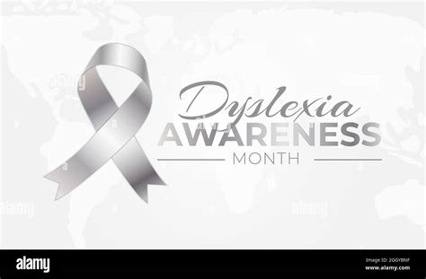 Dyslexia Awareness Month Background Illustration with Silver Ribbon Stock Vector Image & Art - Alamy