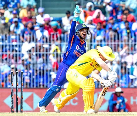 Indian wicket-keeper Ishan Kishan during the third ODI match