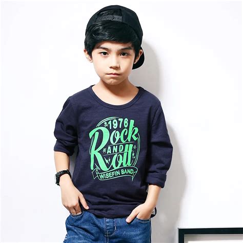 6 15 Years Teen boys t shirts long sleeve letter print 100% Cotton brand kids boy tops tees ...