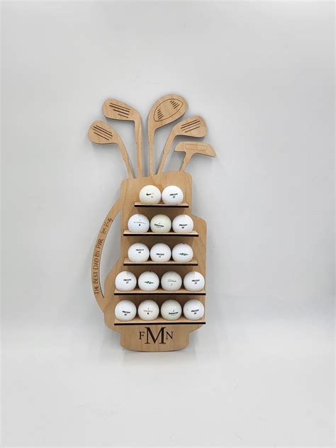 Personalized Golf Ball Display, Wood Golf Bag Ball Display, Valentines ...