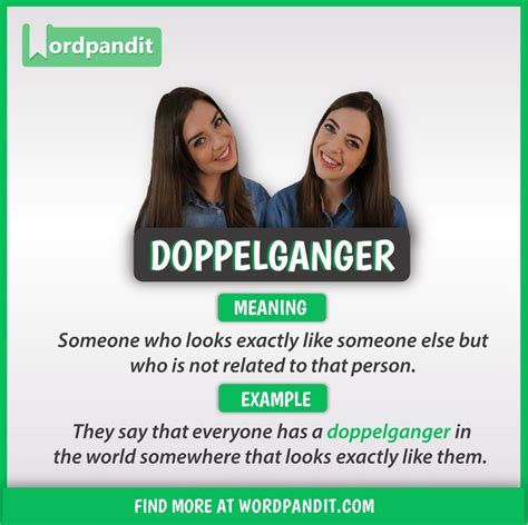 Doppelganger: Meaning, Sentences, Quote, Synonyms and Antonyms | Learn english words, English ...