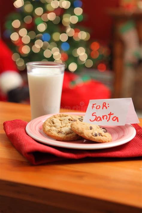 Milk and cookies for Santa stock image. Image of chocolate - 11259883