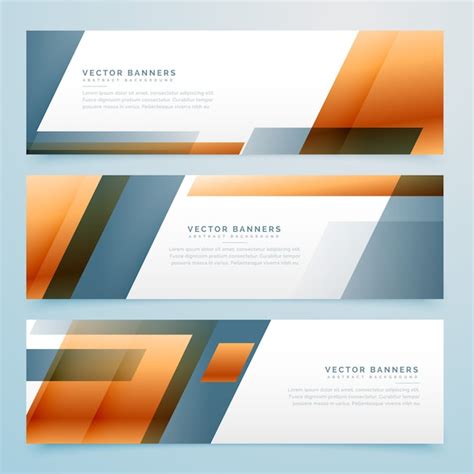 Premium Vector | Orange and grey geometric banners