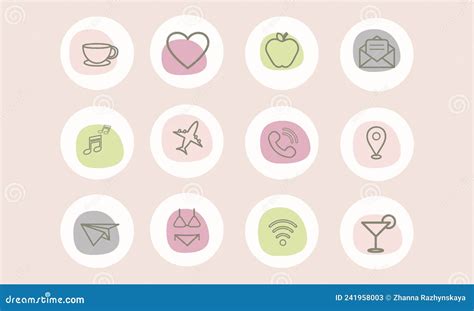 Social Media Design Set of Icons in Pastel Colors.Modern Design. Stock Vector - Illustration of ...