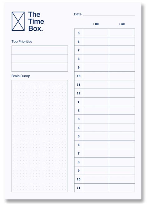 Buy The Time Box. Daily Management Planner - Blocking To Do List Planning Pad, Blank Hourly ...