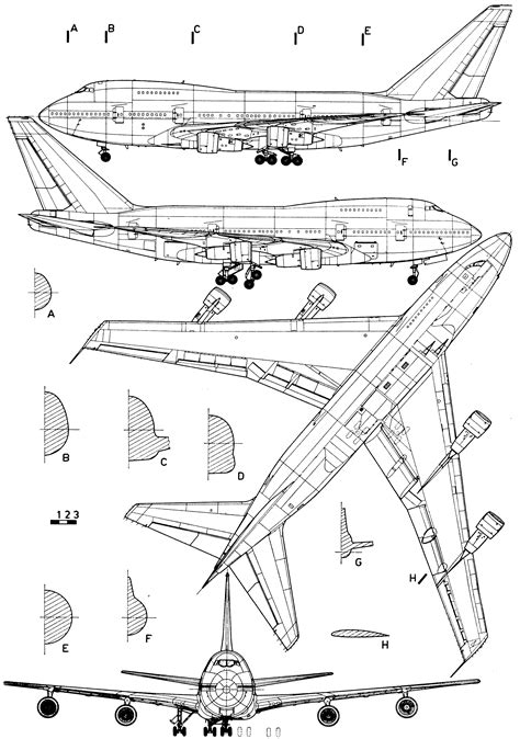 Boeing 747 Blueprint - Download free blueprint for 3D modeling | Boeing 747, Aircraft design ...