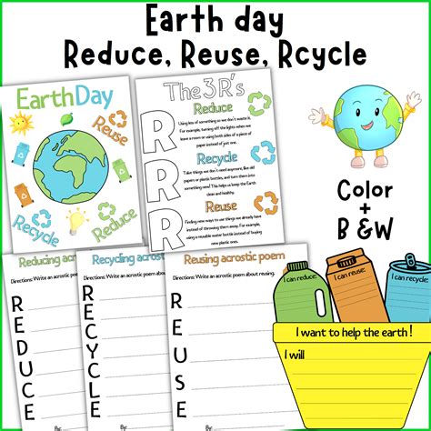 Reduce Reuse Recycle Study posters, craftivity, acrostic poems,Earth day | Made By Teachers