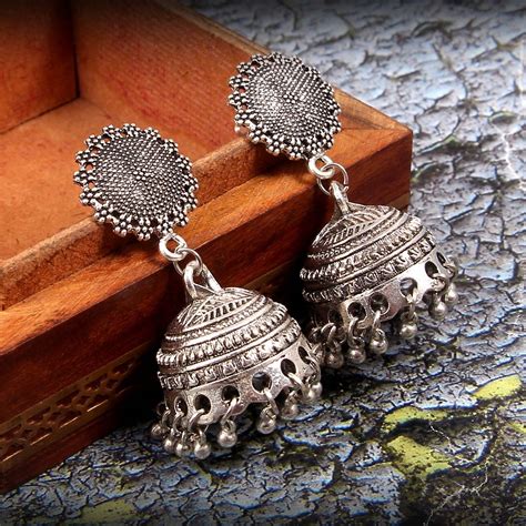 Oxidized Silver Plated Jhumka Earring | Indian Jewelry | Ethnic Jewelry ...