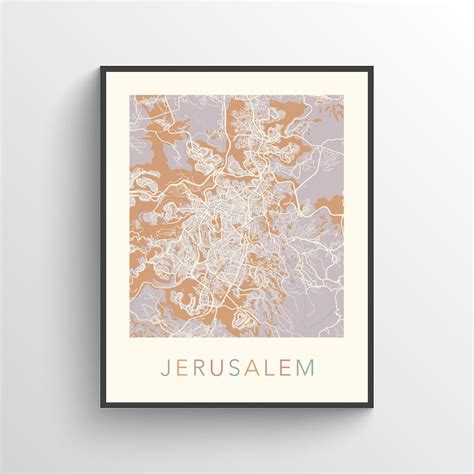 Jerusalem Map Jerusalem Poster Jerusalem Print Jerusalem - Etsy