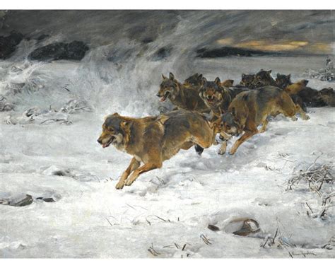 Pack of Wolves Painting Antique Wolf Art Alfred Wierusz - Etsy