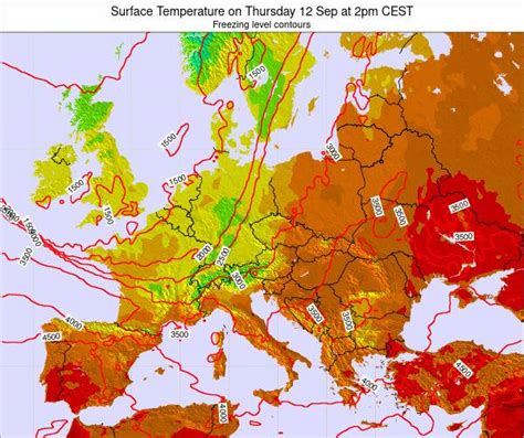 Bosnia and Herzegovina Surface Temperature on Monday 06 Sep at 8pm CEST