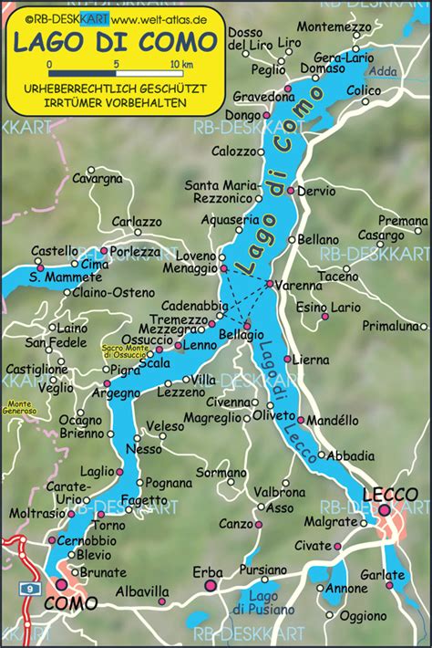 Map of Lake Como (Italy) - Map in the Atlas of the World - World Atlas