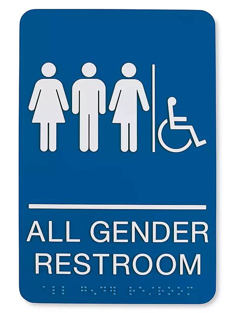 Plastic Accessible Restroom Sign - All Gender, Blue S-23692BLU - Uline