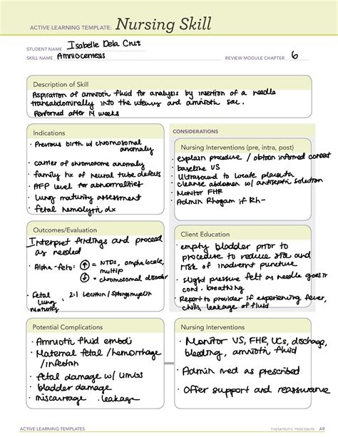 Amniocentesis Diagnostic Procedure Template