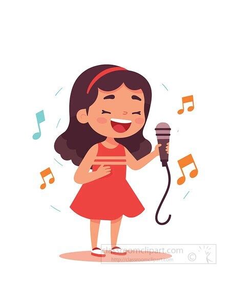 Music Clipart-young girl standing on stage holding microphone singing ...