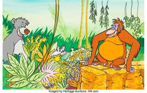 The Jungle Book Baloo and King Louie Publication Illustration Cel and Master Background Walt ...