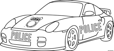 Coloriage voiture de course porsche police - JeColorie.com