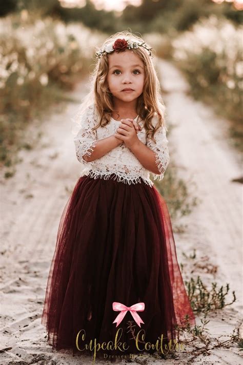 Burgundy Flower Girl Dress, Toddler Flower Girl Dress, Flower Girl Dresses, Boho Flower Girl ...