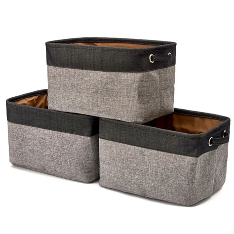 Jetdio Black Grey Collapsible Storage Bin Basket Foldable Canvas Fabric Tweed Storage Cube Bin ...