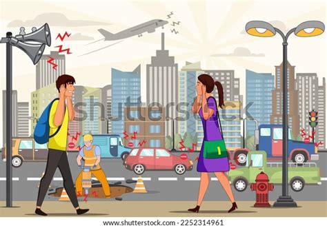 Noise Pollution Cause Vector Illustration People Stock Vector (Royalty ...