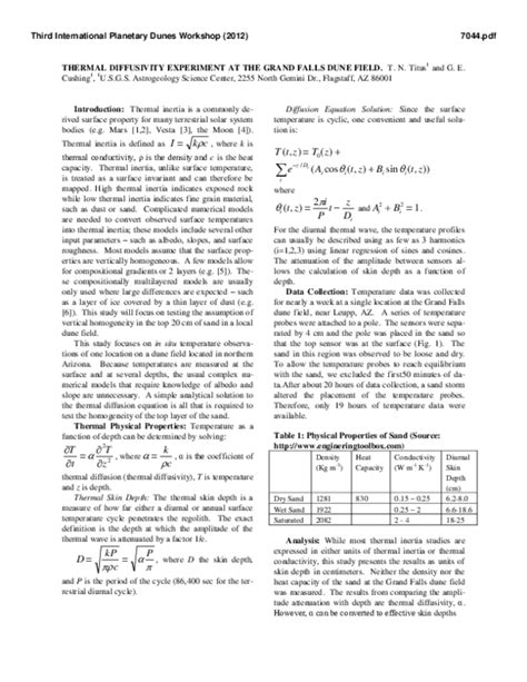 (PDF) Thermal Diffusivity Experiment at the Grand Falls Dune Field | Timothy Titus - Academia.edu