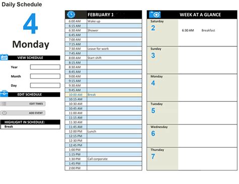 Day Schedule Template | Free Word Templates