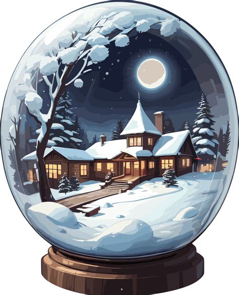 AI generated Winter Night View in Snow Globe Clip Art 35770533 PNG