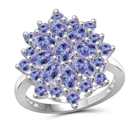 Sterling Silver Tanzanite Oval Cluster Ring